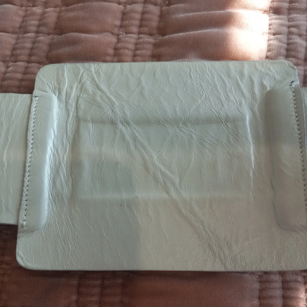 Anthropologie White Belt with Gold Hardware and Red Stitching
